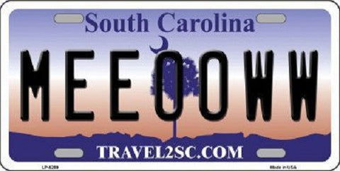 Meeooww South Carolina Novelty Metal License Plate
