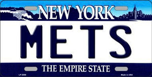Mets New York State Background Metal Novelty License Plate