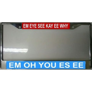 Em Eye See Kay Ee Why Mickey Mouse Chrome License Plate Frame