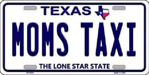 Moms Taxi Texas Background Novelty Metal License Plate