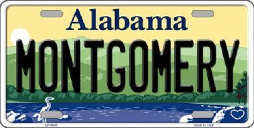 Montgomery Alabama Background Novelty Metal License Plate