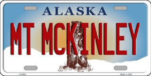 Mt McKinley Alaska State Background Novelty Metal License Plate