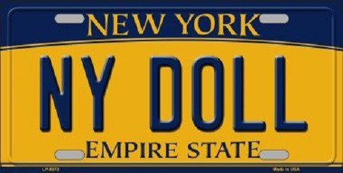 NY Doll New York Background Novelty Metal License Plate