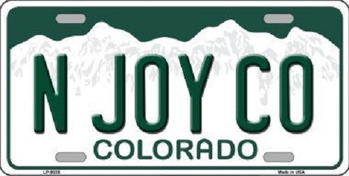 N Joy CO Colorado Background Novelty Metal License Plate