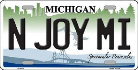 N Joy Mi Michigan Metal Novelty License Plate