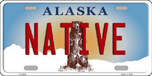 Native Alaska State Background Novelty Metal License Plate