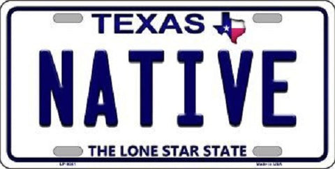 Native Texas Background Novelty Metal License Plate