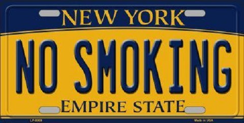 No Smoking New York Background Novelty Metal License Plate