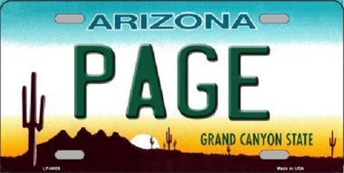 Page Arizona Background Novelty Metal License Plate