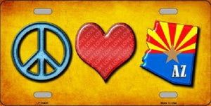 Peace Love AZ Novelty Metal License Plate