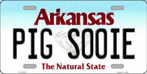 Pig Sooie Arkansas Background Novelty Metal License Plate