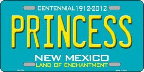 Princess New Mexico Teal Novelty Metal License Plate