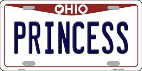 Princess Ohio Background Novelty Metal License Plate