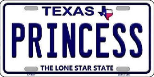 Princess Texas Background Novelty Metal License Plate