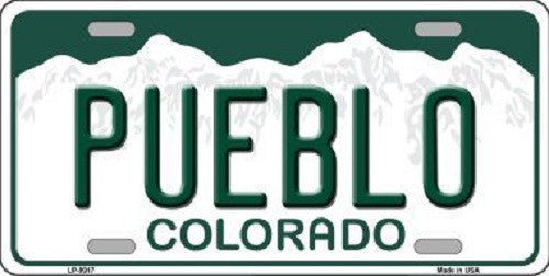 Pueblo Colorado Background Novelty Metal License Plate