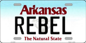 Rebel Arkansas Background Novelty Metal License Plate