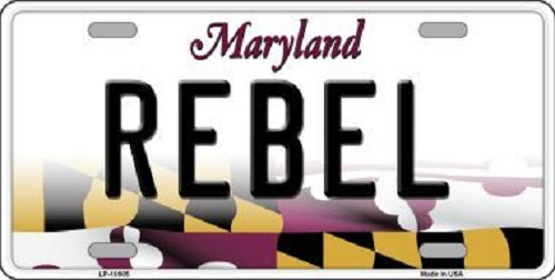 Rebel Maryland Metal Novelty License Plate