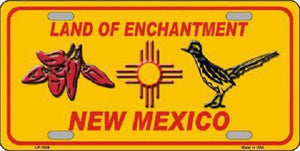 Red Chili & Road Runner Yellow New Mexico Novelty Metal License Plate