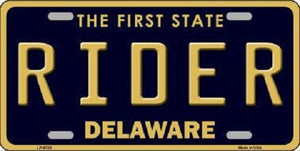 Rider Delaware Novelty Metal License Plate