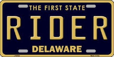 Rider Delaware Novelty Metal License Plate