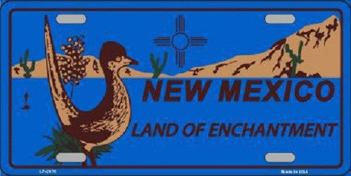 Roadrunner Blue New Mexico Metal Novelty License Plate