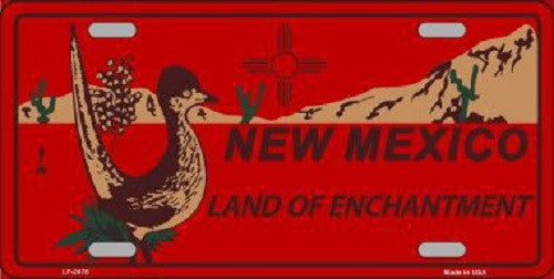 Roadrunner Red New Mexico Metal Novelty License Plate