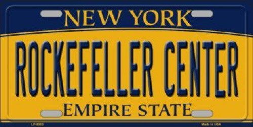 Rockefeller Center New York Background Novelty Metal License Plate
