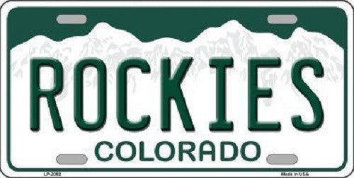 Rockies Colorado State Background Novelty Metal License Plate