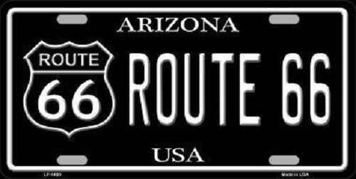 Route 66 Arizona Metal Black Novelty License Plate