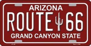 Route 66 Arizona Red Novelty Metal License Plate