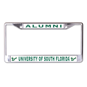 University of South Florida Alumni On White Background Chrome License Plate Frame