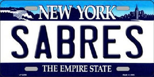 Sabres New York Novelty State Background Metal License Plate