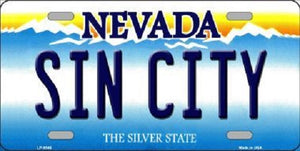 Sin City Nevada Background Novelty Metal License Plate