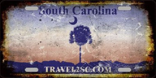 South Carolina Background Rusty Novelty Metal License Plate