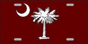 South Carolina Flag Burgundy Novelty Metal License Plate