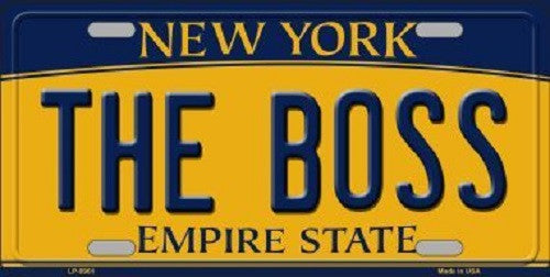 The Boss New York Background Novelty Metal License Plate