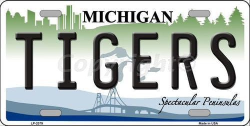 Tigers Michigan State Background Metal Novelty License Plate