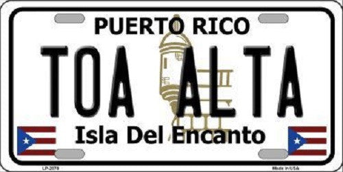 Toa Alta Puerto Rico Metal Novelty License Plate