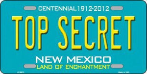 Top Secret New Mexico Novelty Metal License Plate