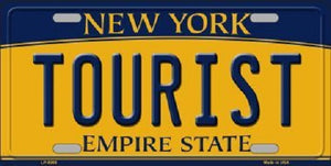 Tourist New York Background Novelty Metal Novelty License Plate