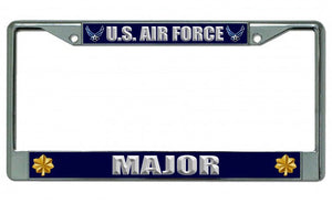 U.S. Air Force Major Chrome License Plate Frame