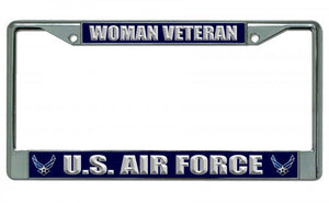 U.S. Air Force Woman Veteran Chrome License Plate Frame