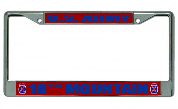 U.S. Army 10th Mountain Chrome License Plate Frame