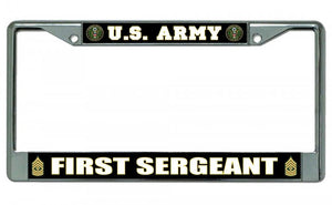 U.S. Army First Sergeant Chrome License Plate Frame