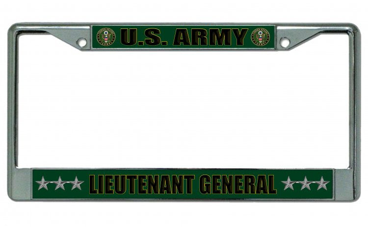 U.S. Army Lieutenant General Chrome License Plate Frame