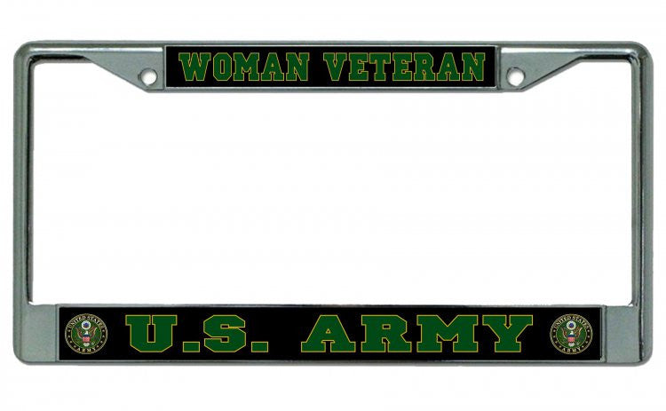 U.S. Army Woman Veteran Chrome License Plate Frame
