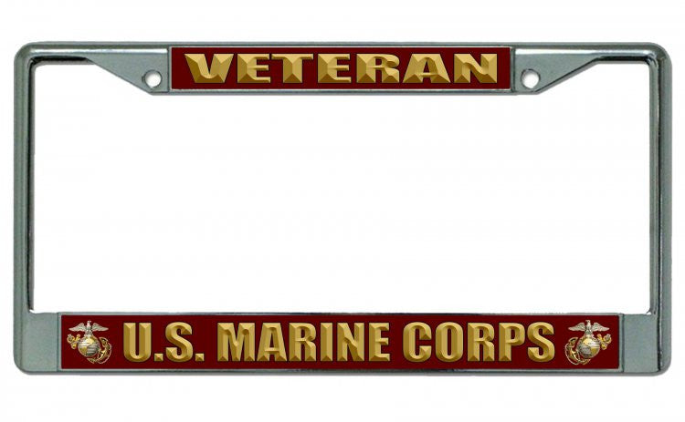 U.S. Marine Corps Veteran Chrome License Plate Frame