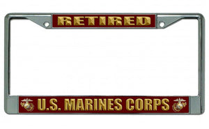 U.S. Marine Corps Retired Chrome License Plate Frame