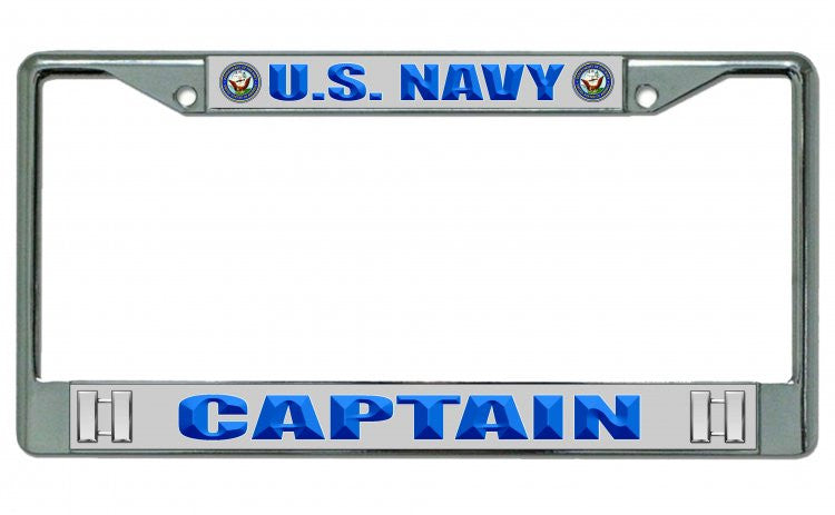 U.S. Navy Captain Chrome License Plate Frame