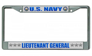 U.S. Navy Lieutenant General Chrome License Plate Frame